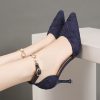 High-Heeled Sandals with a Pointed Toe And a Thin Strap Design., Women Shoes