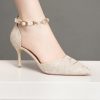 High-Heeled Sandals with a Pointed Toe And a Thin Strap Design., Women Shoes