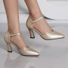 Women's Chunky Heel Hollow Single Buckle Pointed Toe High Heel Sandals, Women Shoes