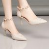 High-Heeled Sandals with a Pointed Toe And a Thin Strap Design., Women Shoes