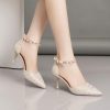 High-Heeled Sandals with a Pointed Toe And a Thin Strap Design., Women Shoes