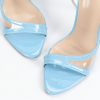 Women'S Blue High-Heeled Sandals with a Round Toe, Patent, Transparent Glass, Ankle Strap, Open Toe, Stylish And Trendy for Parties., Women Shoes