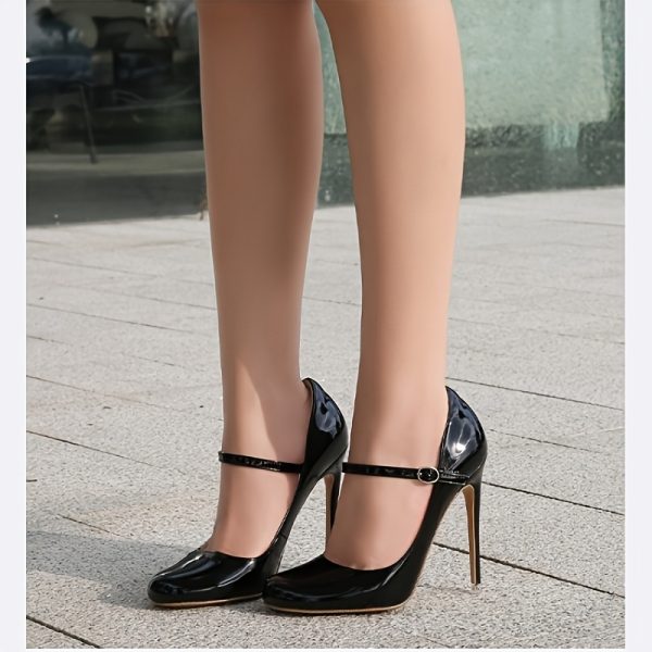 Round-Toe Wrist Strap Large-Size High Heels