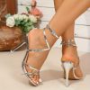Slim Strap Sexy Nightclub Style Pure Desire Bright Color Buckle Thin Heel Women's High Heel Sandals, Women Shoes