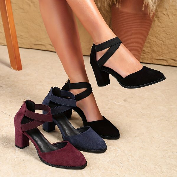 Elegant, Stylish, And Comfortable High-Heeled Shoes with Cross Straps And Cutouts., Women Shoes