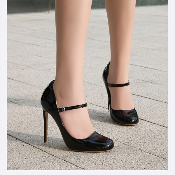 Round-Toe Wrist Strap Large-Size High Heels