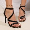 Women's Roman Sandals, New Summer Snake Print Sexy Thin Heel Fashion High Heels, Transparent Open Toe Snake Print Fashion Sandals, Women Shoes