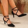 Ladies' 2024 New Versatile Pointed Toe Hollow High Heels with Slim Sexy Design, Featuring Cross Straps And a Closed Toe Sandal Style