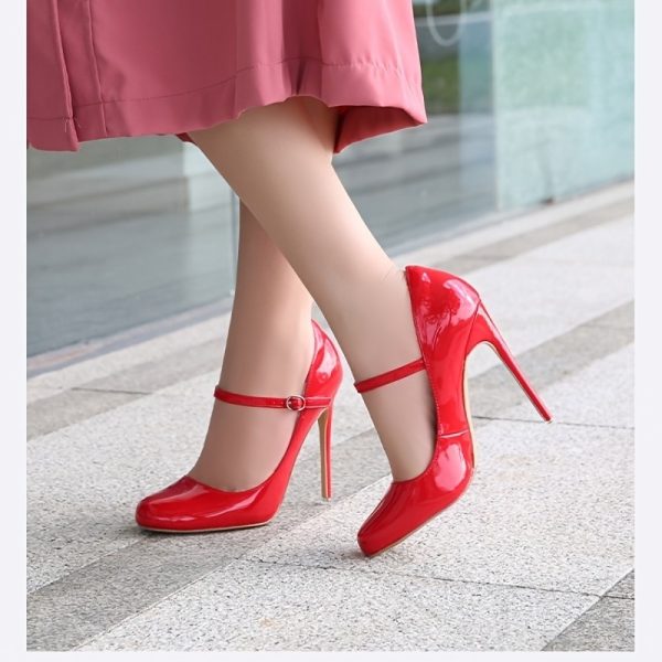Round-Toe Wrist Strap Large-Size High Heels