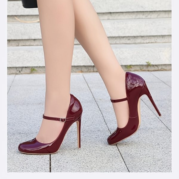 Round-Toe Wrist Strap Large-Size High Heels