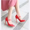 Round-Toe Wrist Strap Large-Size High Heels