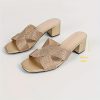 New Summer High-Heeled Women'S Sandals with Golden Woven Jute, Easy to Slip On, Stylish And Comfortable for Outings., Women Shoes