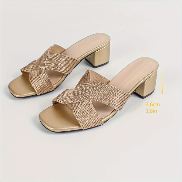 New Summer High-Heeled Women'S Sandals with Golden Woven Jute, Easy to Slip On, Stylish And Comfortable for Outings., Women Shoes