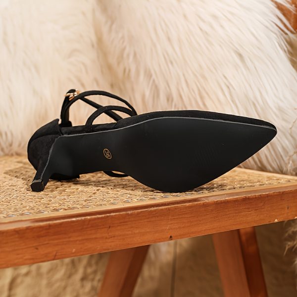 Ladies' 2024 New Versatile Pointed Toe Hollow High Heels with Slim Sexy Design, Featuring Cross Straps And a Closed Toe Sandal Style