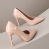 Designer French-Style Patent Pointed Toe Flat Heels with Thin Heel, Versatile and Sexy for the Workplace, Women Shoes
