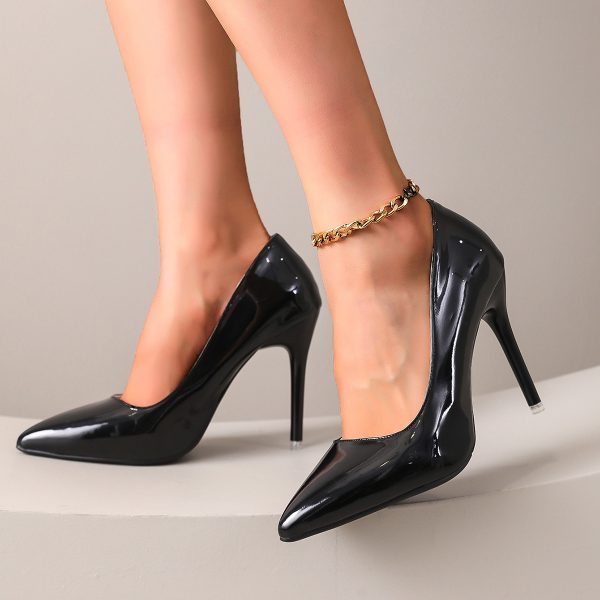 Designer French-Style Patent Pointed Toe Flat Heels with Thin Heel, Versatile and Sexy for the Workplace, Women Shoes